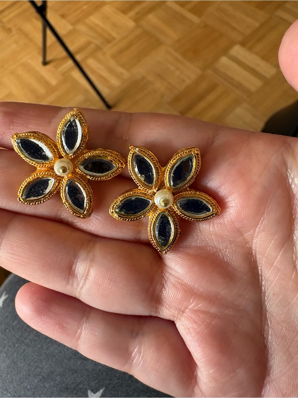Gold Flower-shaped Earrings
